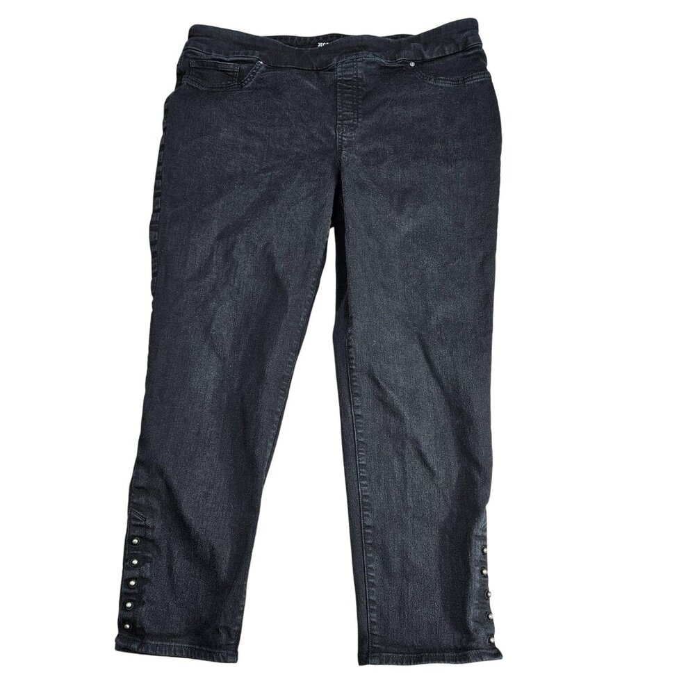 Chico's Jegging Ankle Jeans Womens 16R Gray Dark Wash Pull On Stretch Denim